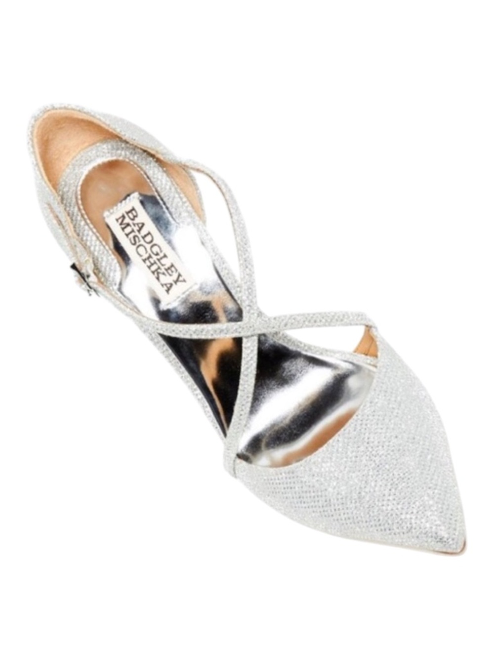 Badgley Mischka Shiny Silver Metallic Heels - Picture 3 of 4